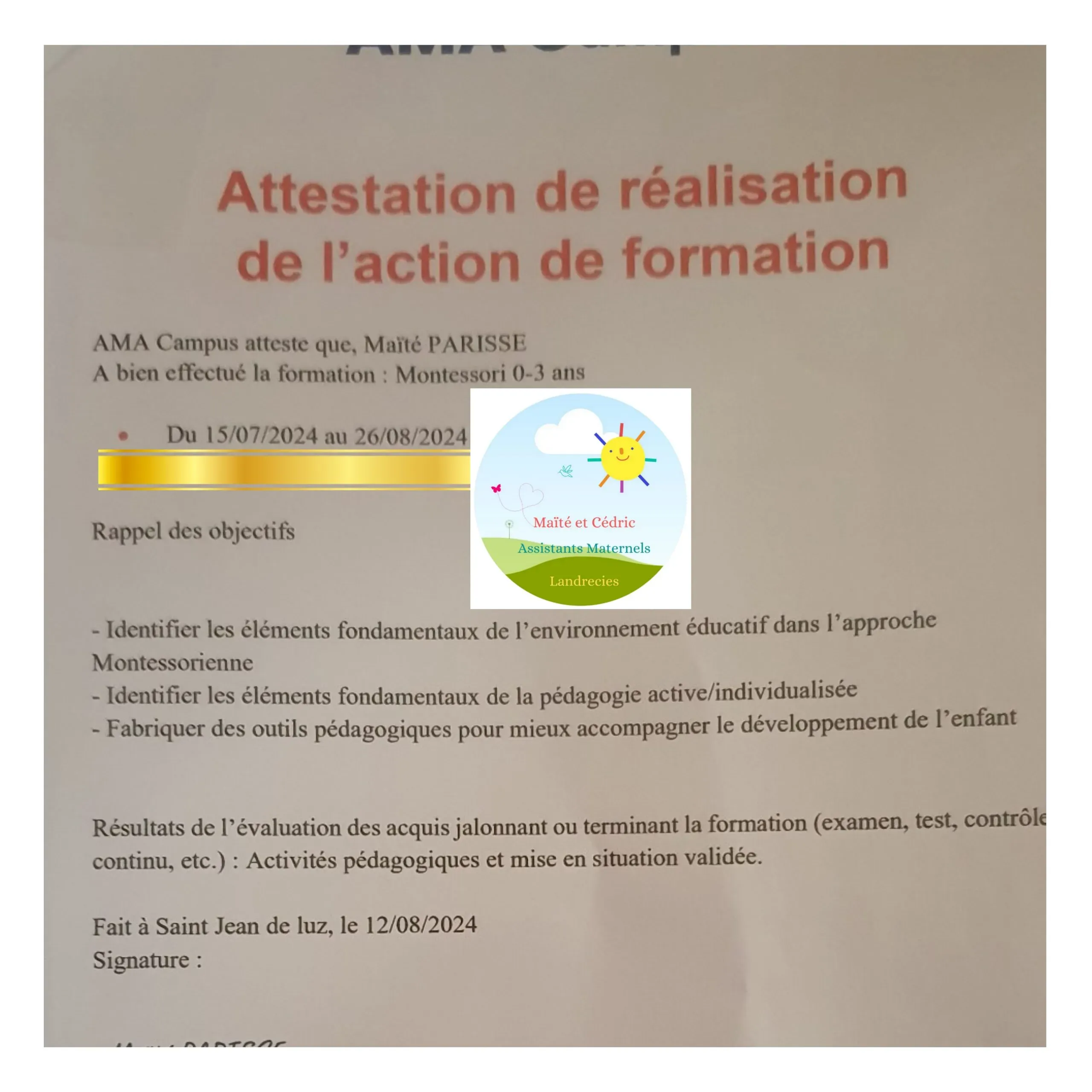 Formation sur la pédagogie Montessori Validée