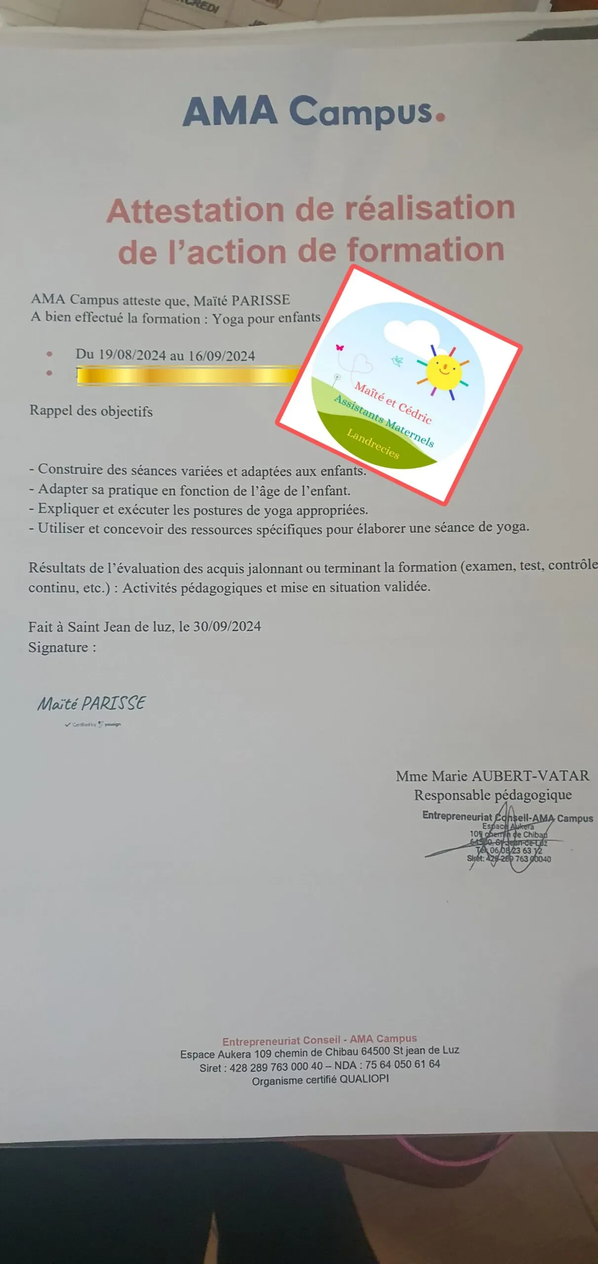 Formation Yoga pour enfants à partir de 18 mois: Validée.